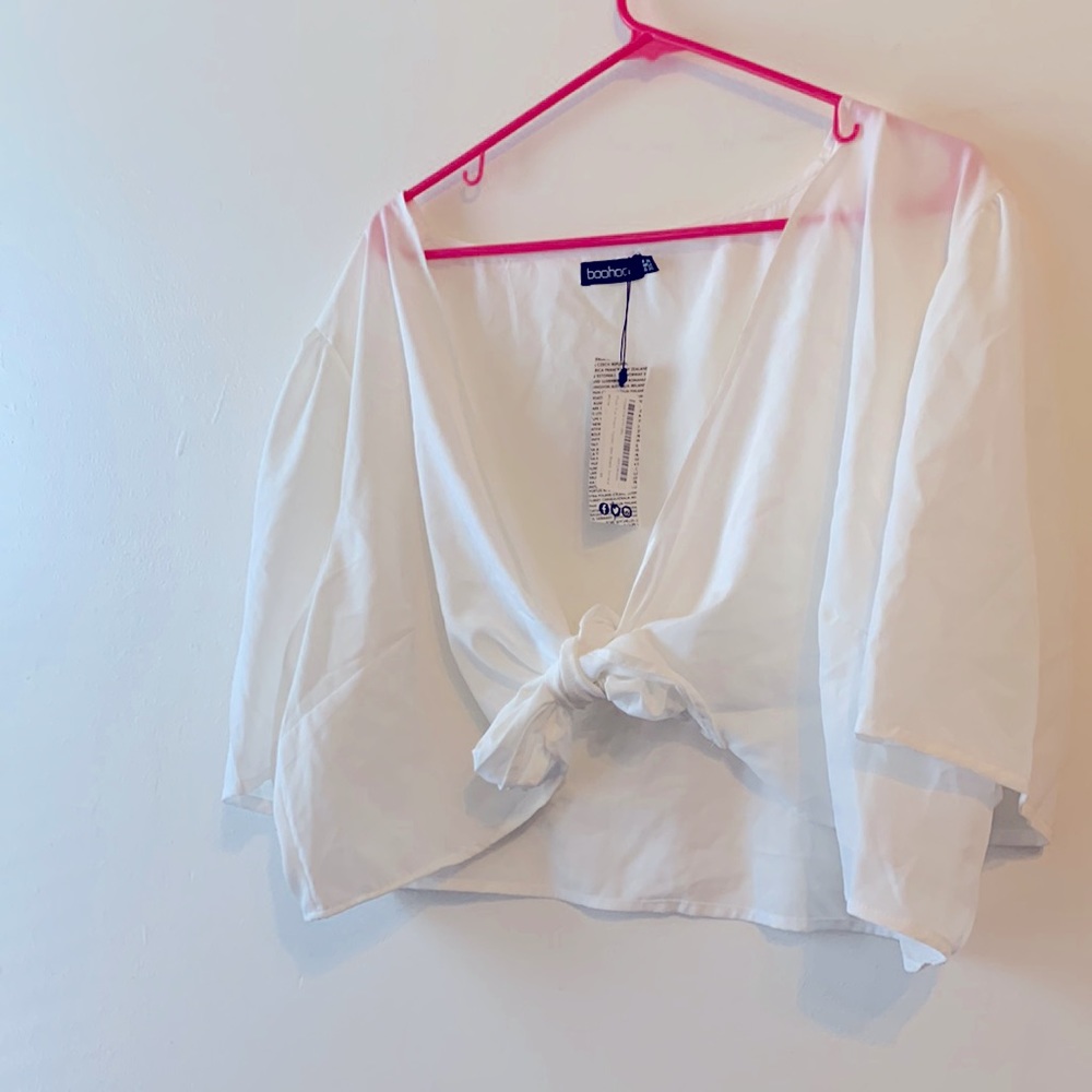 Boohoo tie front shirt